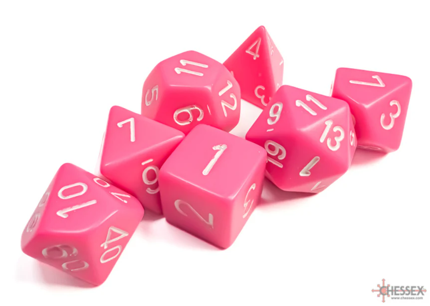 Chessex: Frosted Pink/White 7-Die Set - Image 2