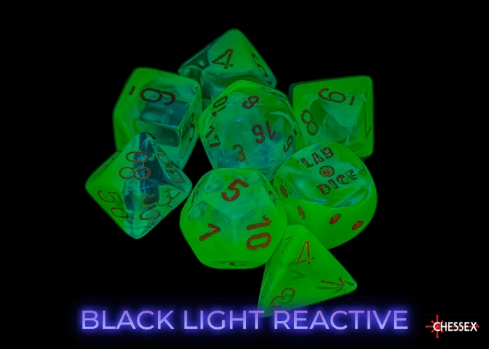 Chessex: Gemini Plasma Green-Teal/Orange Luminary Polyhedral 7-Dice Set - Image 4