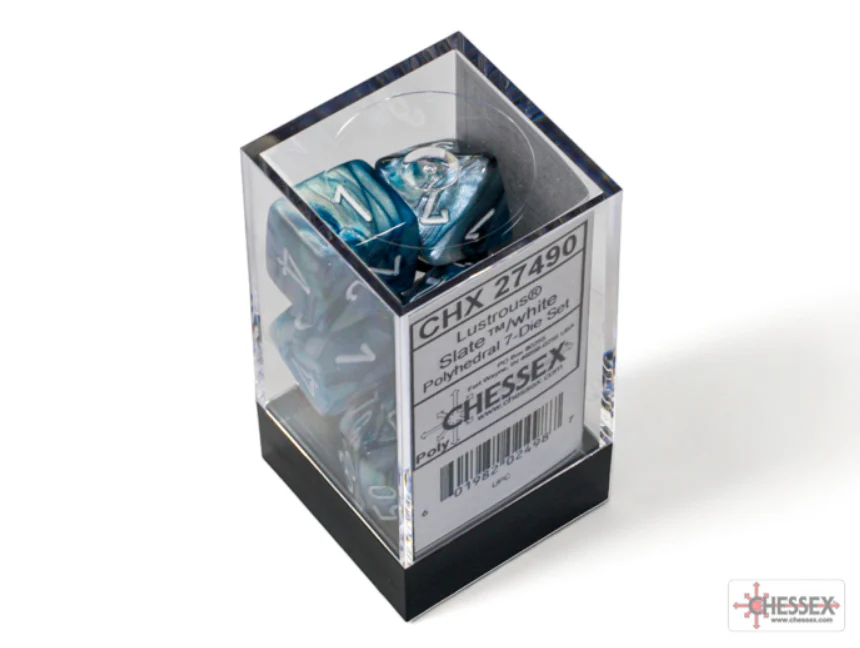 Chessex: Lustrous Slate/White 7-Die Set - Image 3