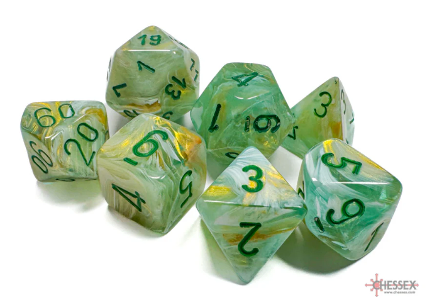Chessex: Marble Green/Dark Green 7 Die Set - Image 2