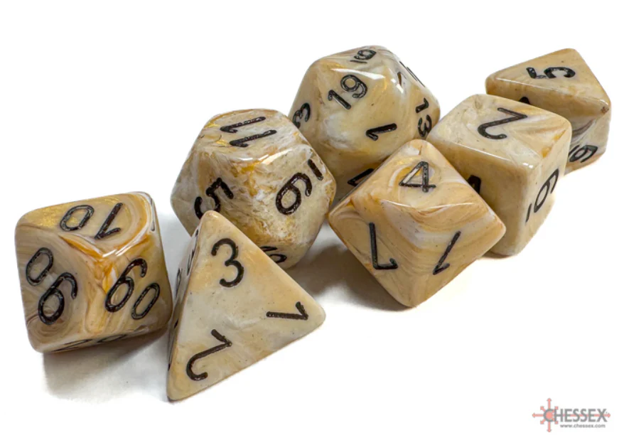 Chessex: Marble Ivory/Black 7-Die Set - Image 2